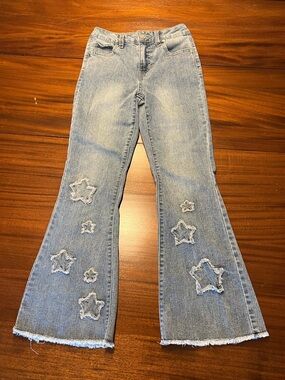 LIKE NEW! YMI Girls Light Blue Star Patch Flare Jeans